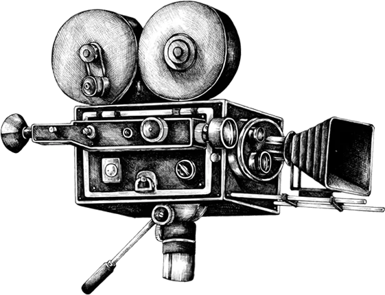 dessin de caméra en noir et blanc